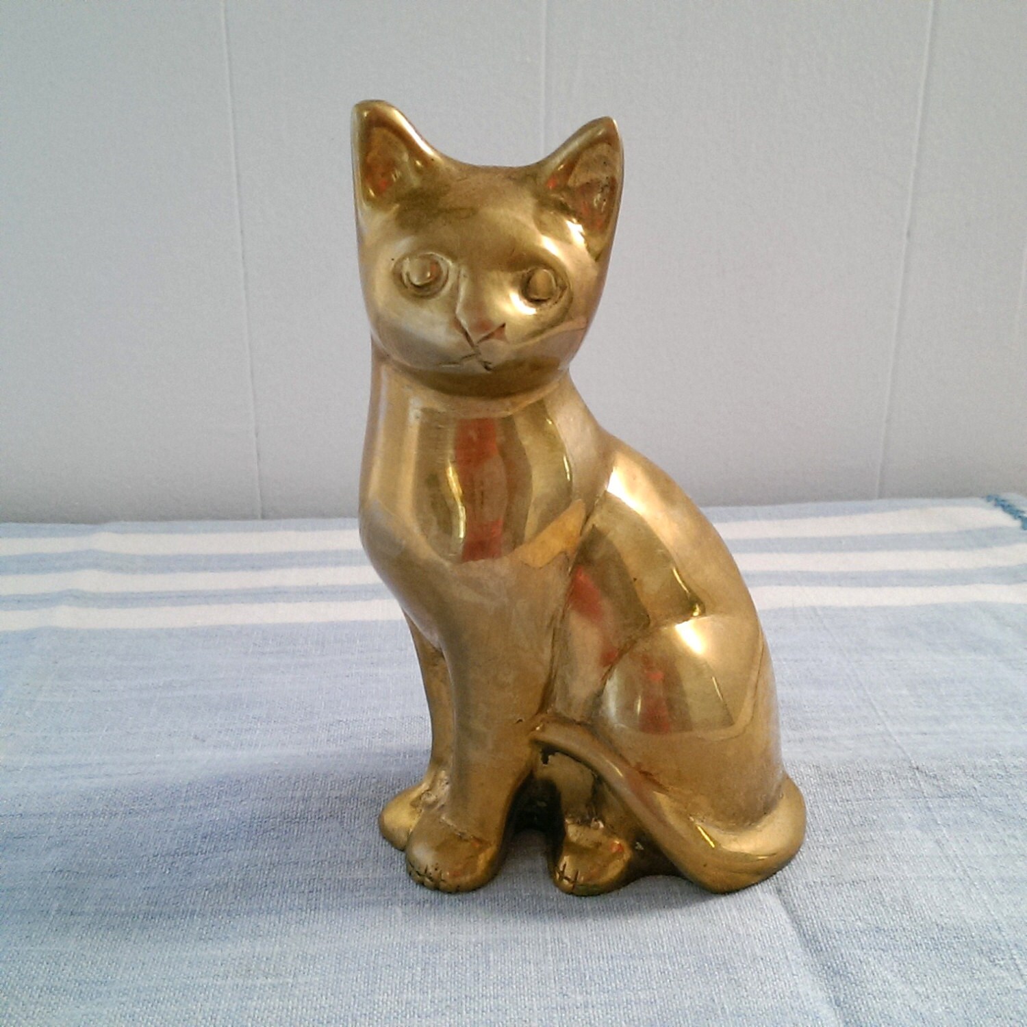 Large Vintage Brass Cat