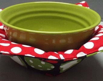 Microwave Bowl Cozy or Potholder Farmers Market Apples Fabric