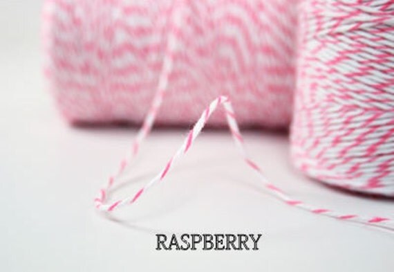 Raspberry Bakers Twine - hot pink and white twine Il_570xn