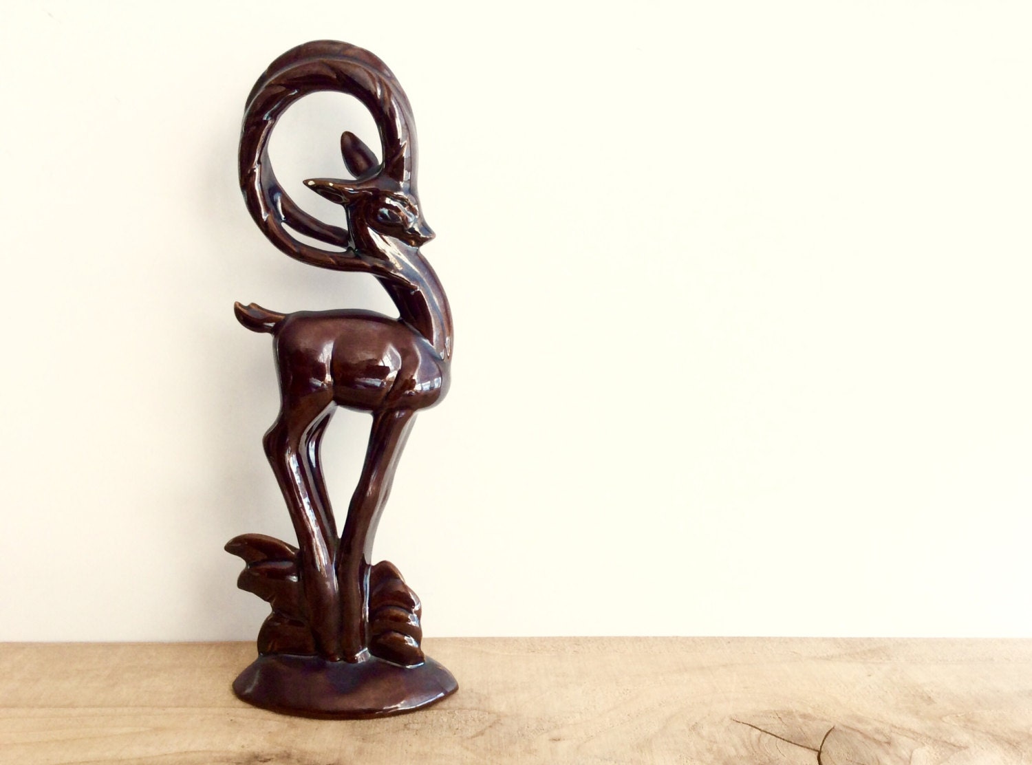 Deer Figurine Large Art Decor Ceramic Antelope Statue Tall