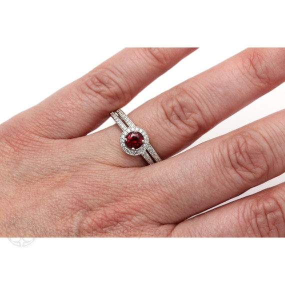 Ruby Engagement Ring and Wedding Band Ruby Ring by RareEarth