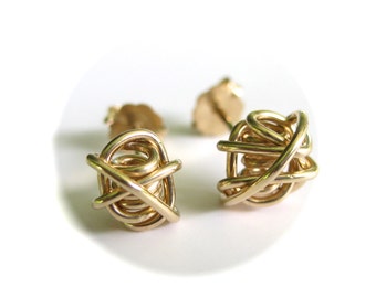 Labradorite Heart Prong-Set Stud Earrings in Goldtone main image 1