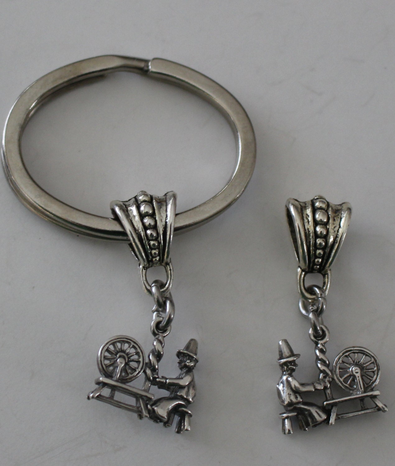 Sterling SPINNER at Spinning Wheel Key Ring Key Chain