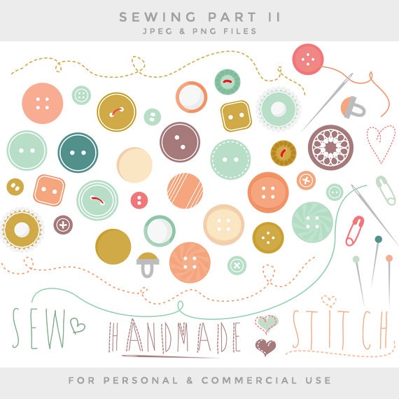 Download Vintage buttons clip art sewing clipart thread needle