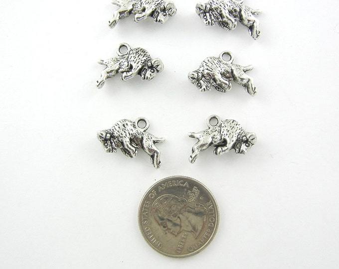 Set of 6 Pewter Double-sided Buffalo Charms