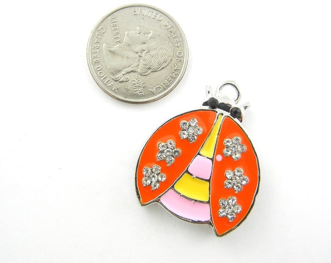 Double Sided Orange and Brown Ladybug Pendant