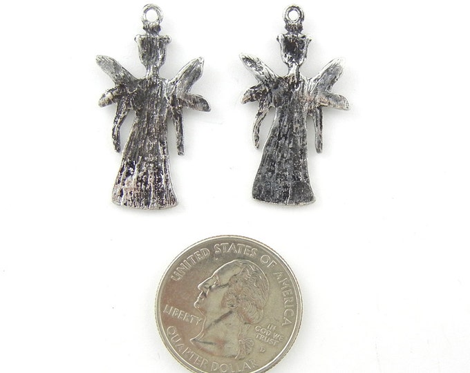 Pair of Antique Silver-tone Fairy Angel Charms