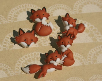 Fox Buttons - Foxes Button Foxy Buttons - Sewing Bulk Buttons - 5 Shank Buttons