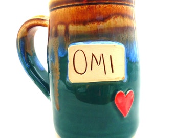 Handmade Pottery Mug Omi in Teal ceramics and pottery Jewel Pottery