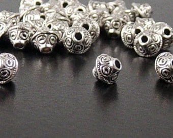 Bead Spacer 30 Antique Silver Bicone 7mm x 6mm (1022spa07s1)xz