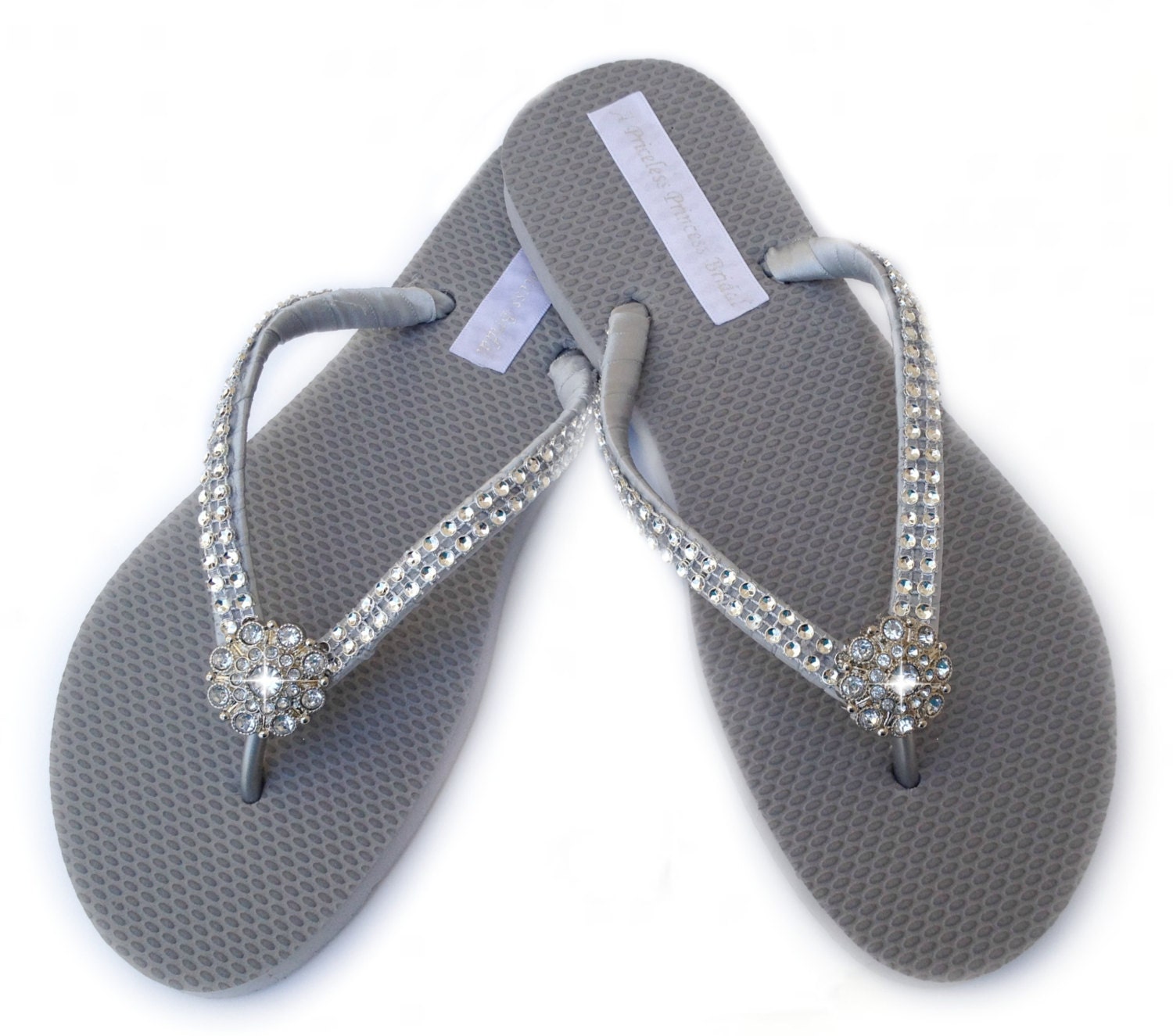 Gray Flip Flops Bridesmaid Flip Flops Gray Wedding