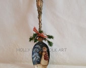 Primitive Snowman Ornament Hand Painted Tablespoon