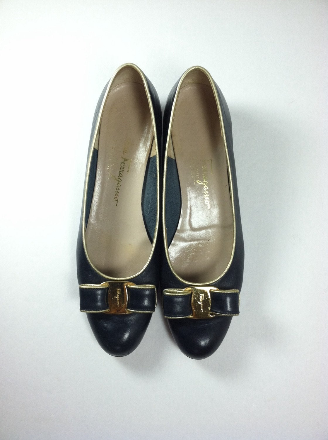 RESERVED Vintage Salvatore Ferragamo Shoes / Navy Leather