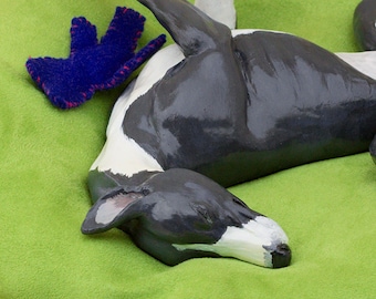 Greyhound Art Polymer Clay Dog Sculpture, Greyhound Statue, Sighthound, One of a Kind Dog Lover Gift, Dog Art, Animal Sculpture