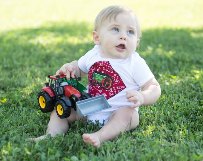 Baby Boy Clothes - Old McDonald Birthday Outift - 1st Birthday - Baby Shower Gift - John Deere Tractor - Diaper Cover - size...