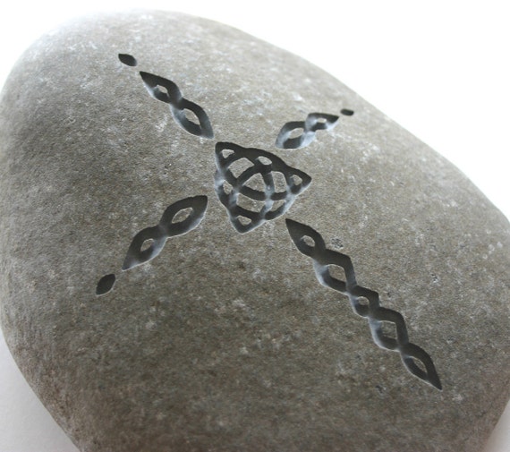 Trinity Knot Engraved Grey Stone Celtic Love Knot by MonkeysJewels