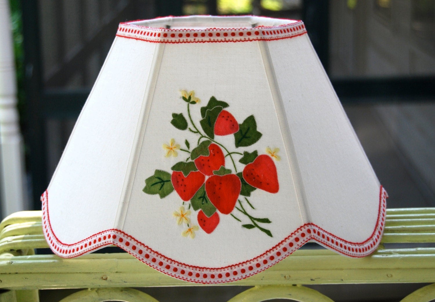 Strawberry Lampshade Uno Lamp Shade red and green by lampshadelady