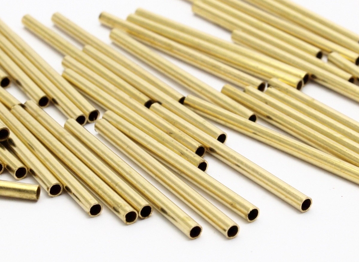 Brass Plain Tubes 50 Raw Brass Tube Beads 2x30mm Bs 1434