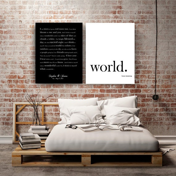 Customised song lyrics print Lyrics wall art Wonderful World