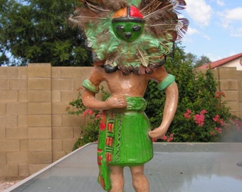Native American Hopi Sun Kachina Clay Figure Signed Terry Latterman Ceramic Pottery Figurine Doll