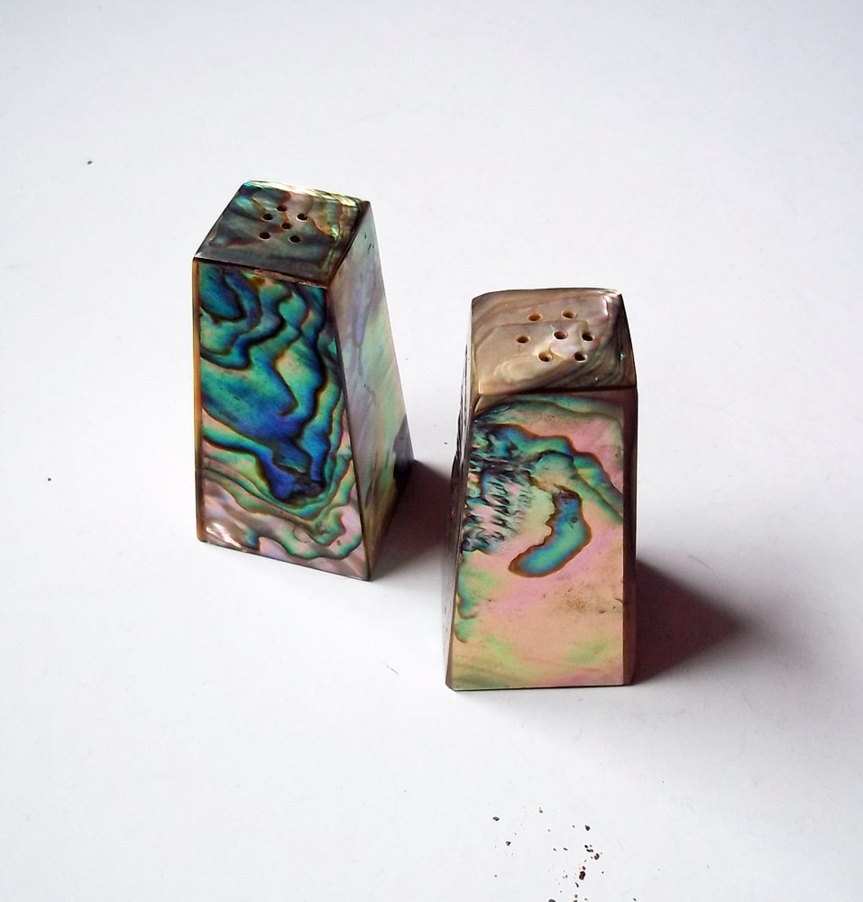 Vintage Art Deco Abalone Shell Inlaid Salt and Pepper Shakers – Mother ...