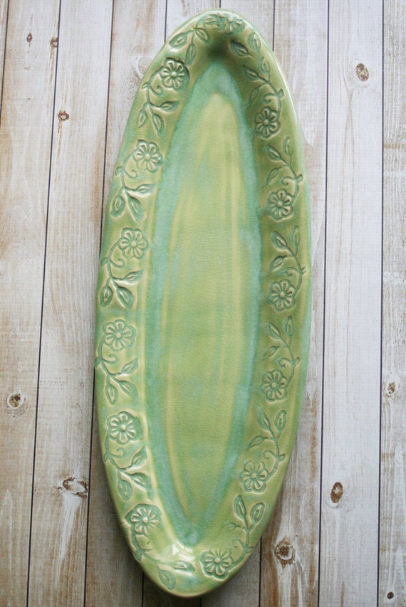 RESERVED for Leah Green Appetizer Plate Handcrafted
