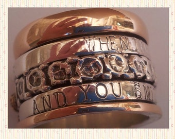 Personalized ring , love message ring for women , poesie ring , spinner ring, scripture ring , Israeli jewelry, statement rings