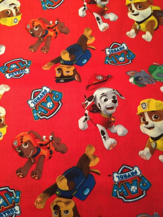 Paw Patrol Red Cotton Fabric by the half yard by overdoneoveralls
