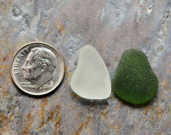 Chunky Teal & Seafoam Seaglass Charms. Undrilled. 2 Pieces. Lot N2. Upcycled. Eco Friendly.