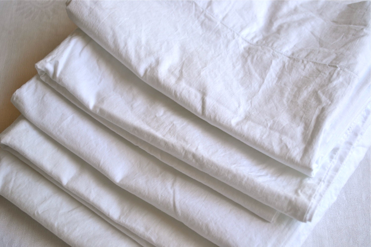 Vintage Pillowcases White Cotton Percale Standard Size