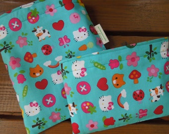 Reusable sandwich and/or snack bag - Hello Kitty reusable sandwich bag - Reusable snack bag - Fabric reusable bags set - Hello Kitty