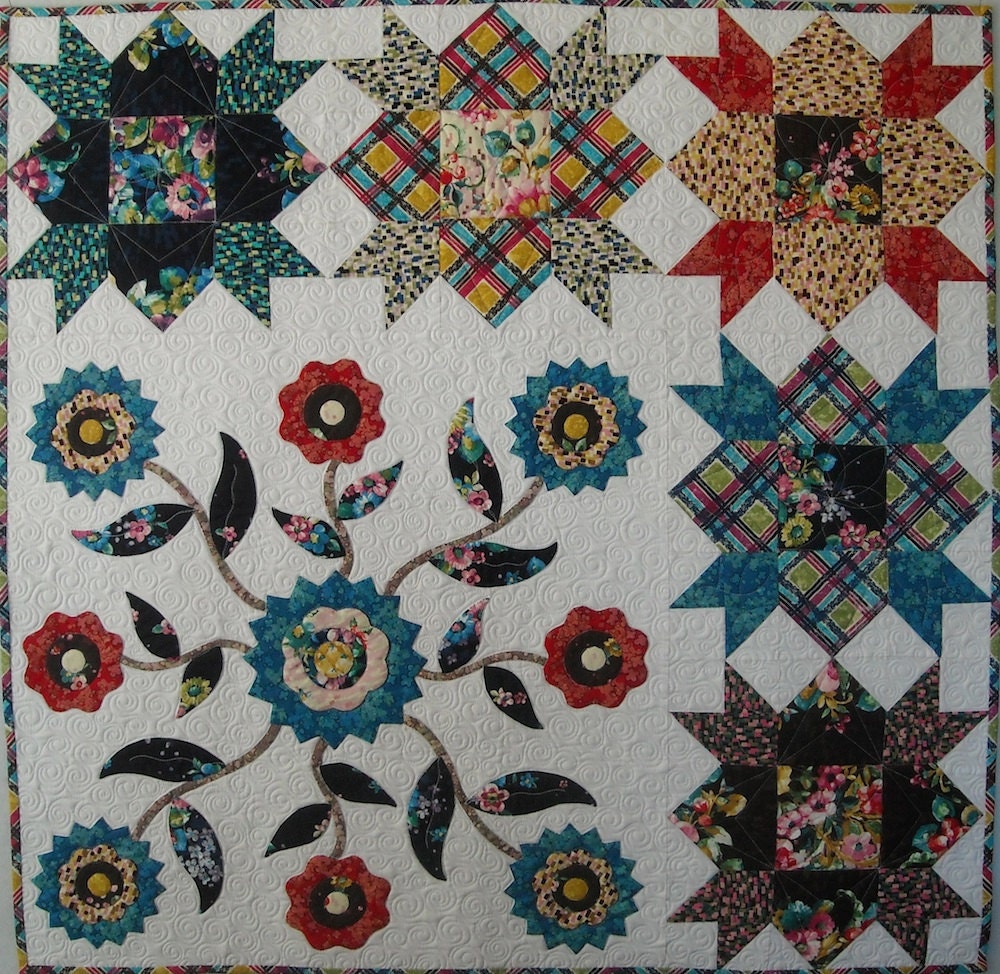 mayflowers patchwork and applique quilt pattern print version