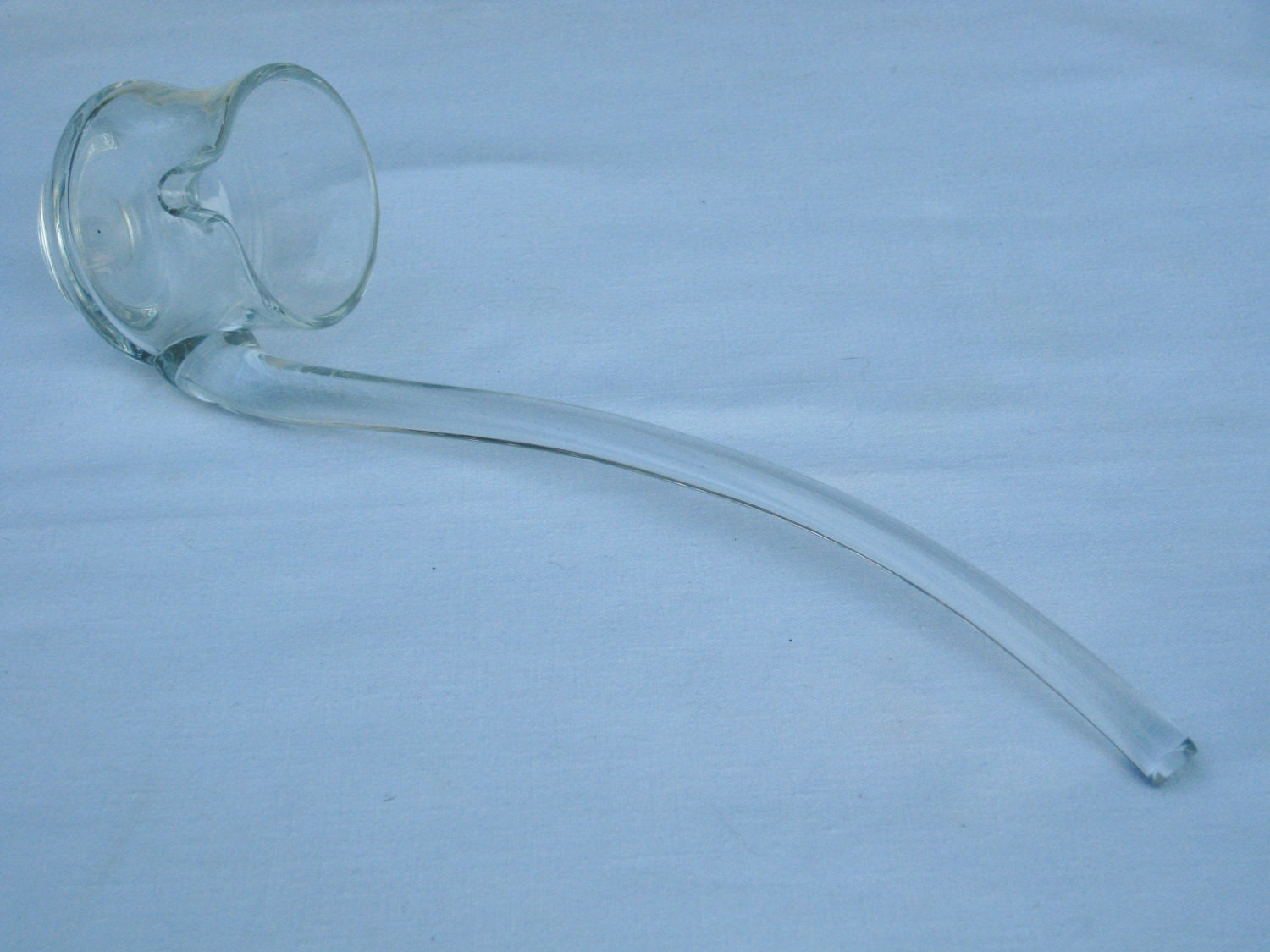 Vintage Glass Punch Bowl Ladle Long Crystal Curvy Spoon