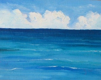 Unwind, 6 x 8 inch (15 x 20 cm ) oil painting on canvas board by Yvonne Wagner. Meer. Mer. See. Caribbean. Ocean. Sea. Free Shipping to USA