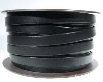 10mm Flat Leather - Black - 10F-1 - Choose Your Length