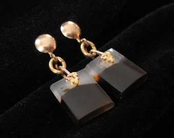Gold Filled Agate Earrings, Genuine Agate Stones