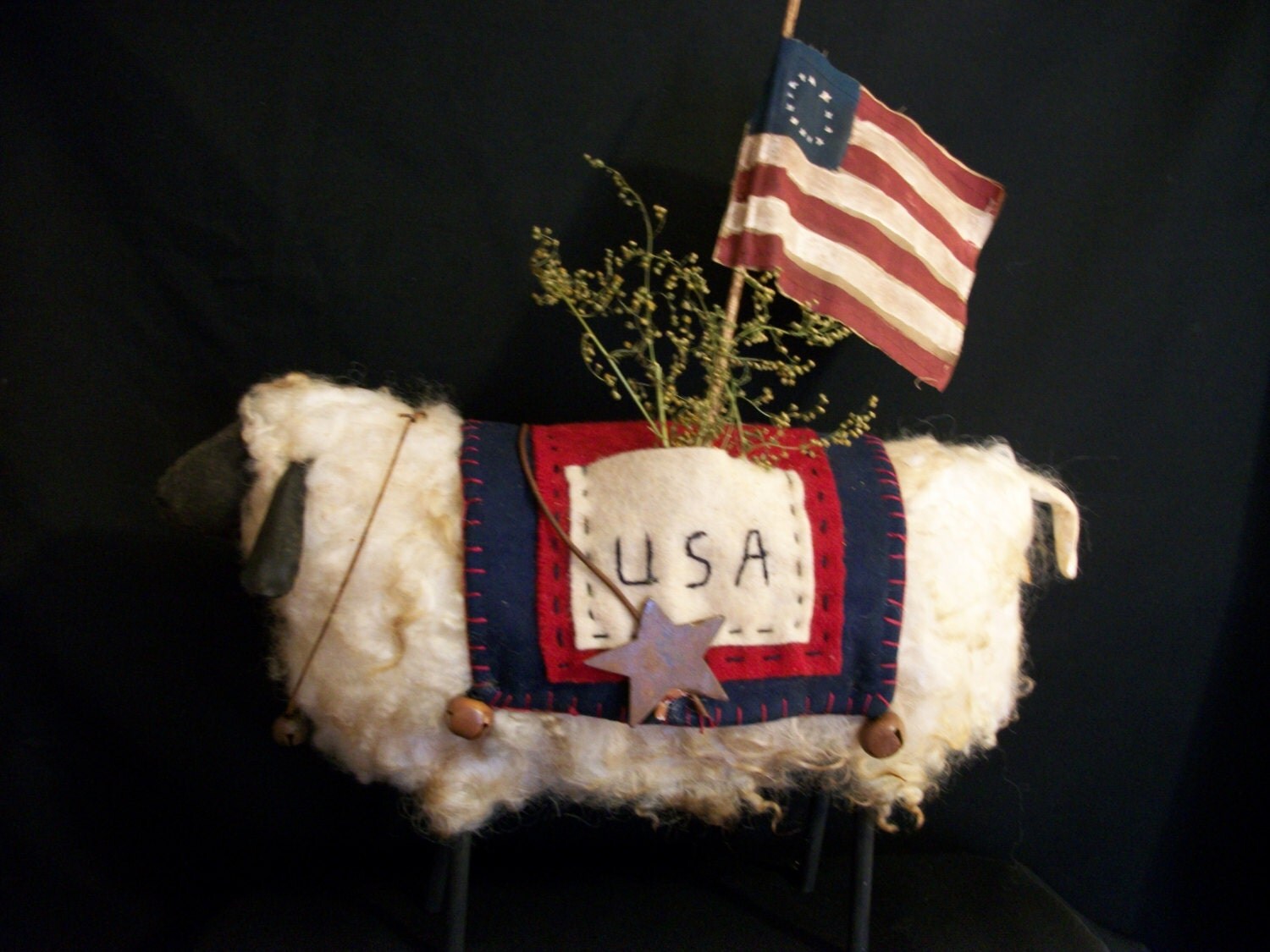 Primitive folk art sheep Pattern 13 in. by 9 by Dumplinragamuffin