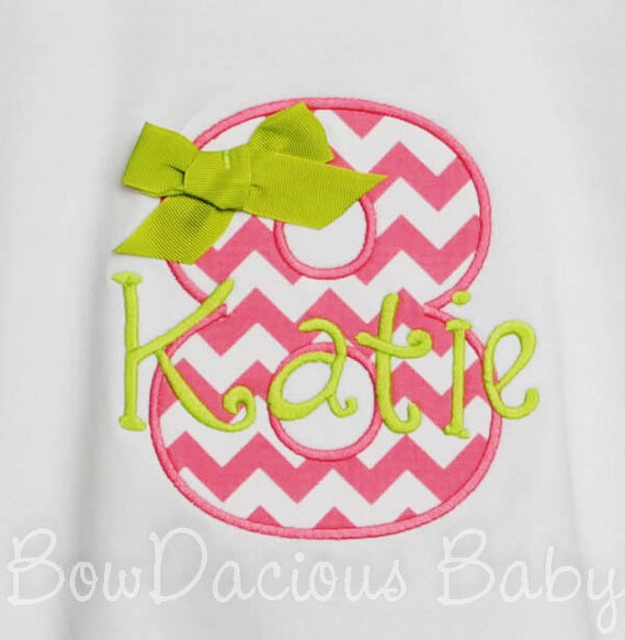 Custom Girls Birthday Shirt, Personalized Girls Birthday Shirt, Bow Birthday Shirt, You Pick The Fabric and Font, Any Age Il_570xn