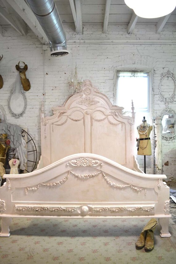 French Bed Painted Cottage Shabby Chic French Romantic Queen