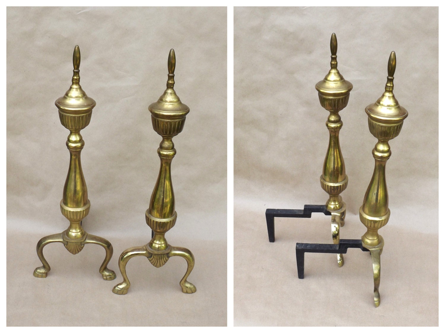 Vintage Andirons Fireplace Accents Decorative Andirons