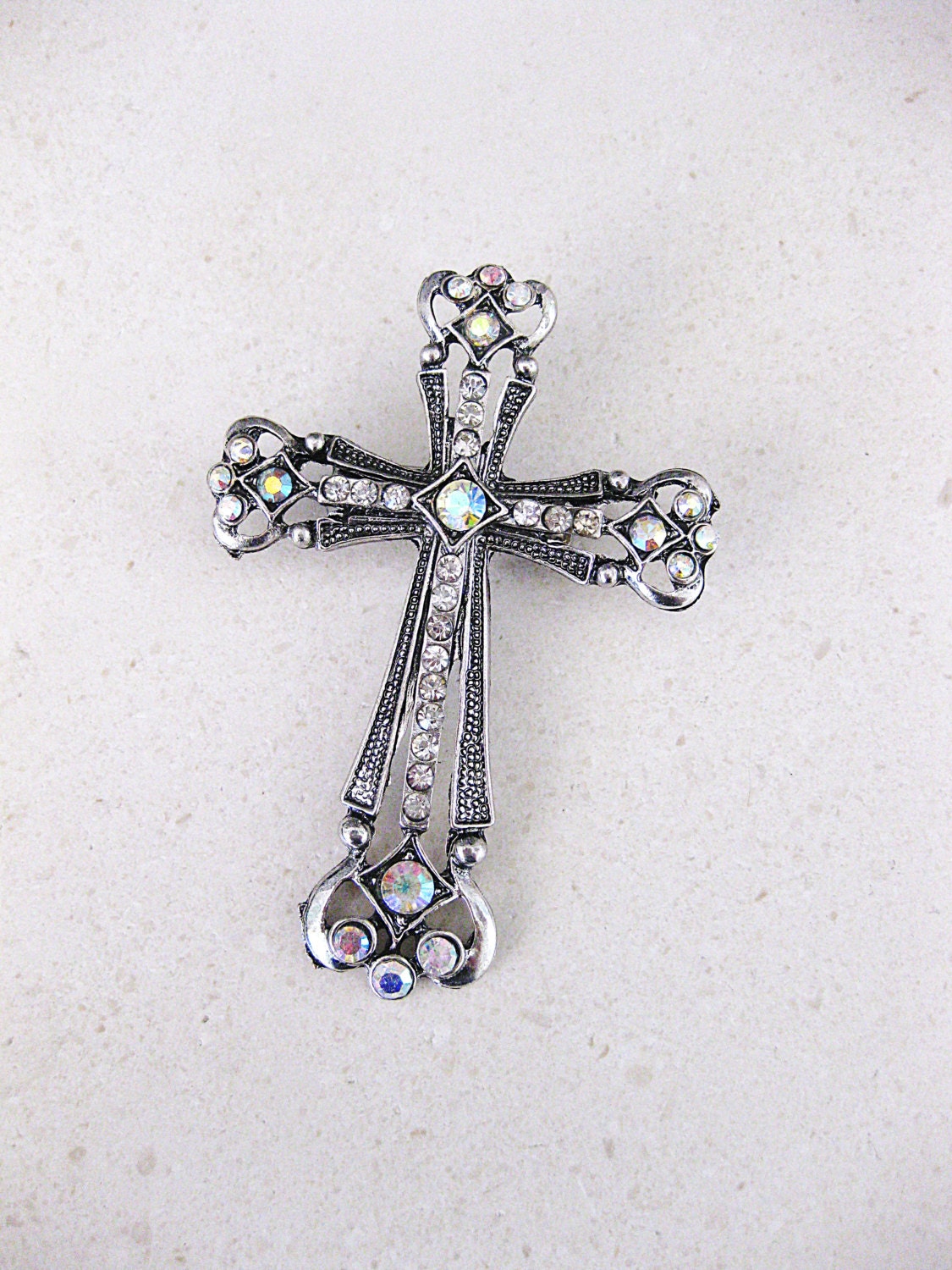 Cross Brooch Religious Brooch Silver Cross by RalstonOriginals