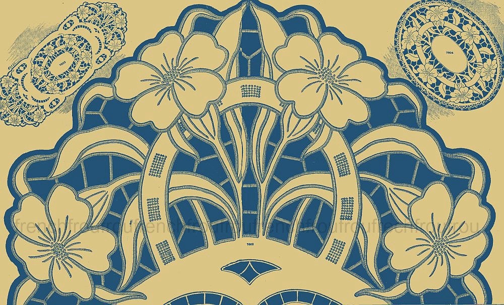 antique french art deco embroidery pattern richelieu flowers