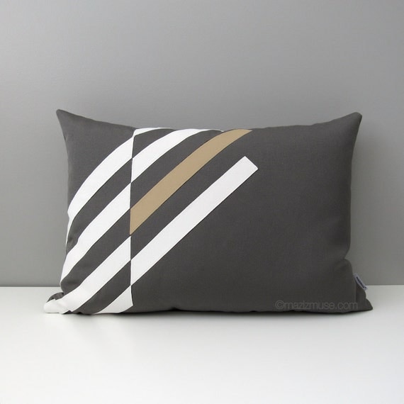 Grey Outdoor Pillow Cover Decorative Gray & Beige Pillow