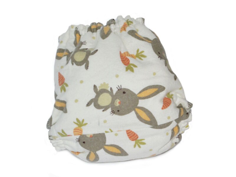 Bunny Rabbit One Size Cloth Diaper Fitted Flannel Diaper