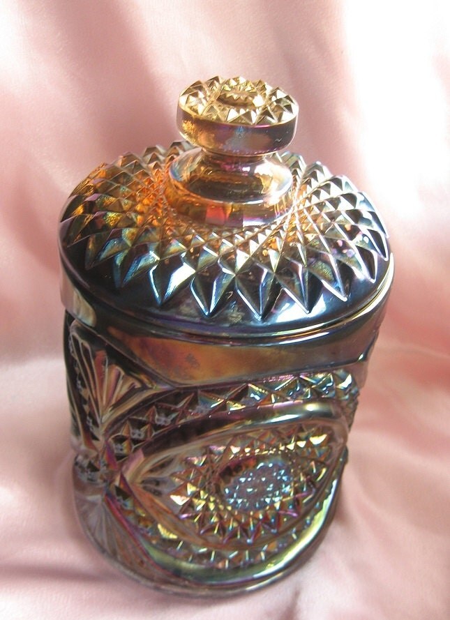 Vintage Large Imperial Carnival Glass Canister