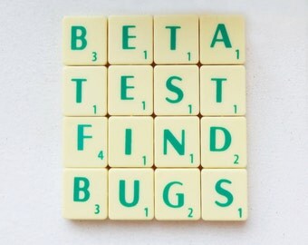 Beta Test Coaster, Upcycled Scrabble Tiles, Geeky Gaming Quotes, Cork Backing, Desk Accessories