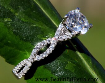 Diamond Engagement Ring - 1.25 carat Round - Pave - Antique Style - 14K white gold - Weddings- Luxury- Brides -BP004