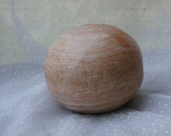 Stripey Orange or Grapefruit Marble or Stone Fruit Retro Decor or Paperweight