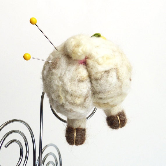 Felt Pincushion animal butt pin cushion white sheep