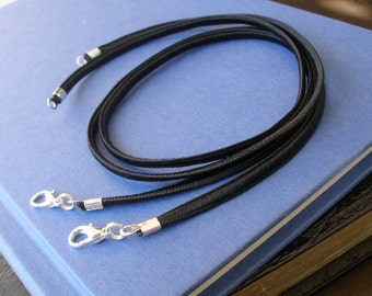 10pc 4mm Thick Silk Cord Necklaces Black 14" 16" 17" 18" 19" 20" 22' 24" 26" 28" 30" Long Handmade in USA Heavy Duty